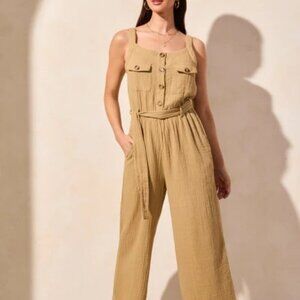 Cotton Gauze Belted Jumpsuit